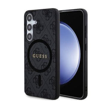 Guess 4G kolekcija kožna metalna maskica s logom MagSafe - maskica za Samsung Galaxy S24 (crna)