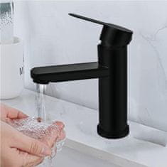 Tavalax Mat crna miješalica za umivaonik s 2 crijeva za toplu i hladnu vodu