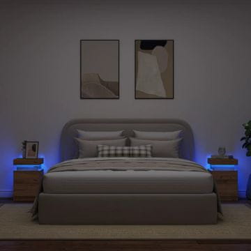 Vidaxl Noćni ormarići s LED rasvjetom, set od 2, Artisan hrast, 35x39x55 cm