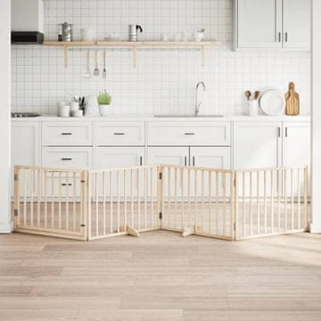 Vidaxl Sklopiva vrata za pse s vratima 4 panela 320 cm