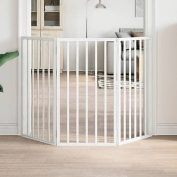 Vidaxl Sklopiva sigurnosna vrata za pse, 3 panela, bijela, 150 cm
