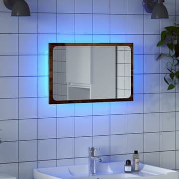 Vidaxl Kupaonsko ogledalo s LED rasvjetom, antikno drvo, 60x8,5x38 cm