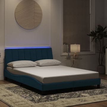 Vidaxl Okvir za krevet s LED svjetlom plavi 140x200 cm baršun