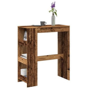 Vidaxl Barski stol s pretincima, antikno drvo, 90x40x103,5 cm