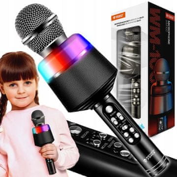 Dexxer USB AK. 1200mAh Bluetooth SD karaoke mikrofon s RGB LED zvučnikom