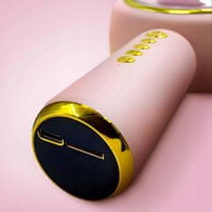 Dexxer USB AK. 800mAh Bluetooth 5.1 SD karaoke mikrofon s RGB LED zečicom ruža