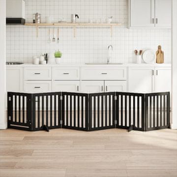 Vidaxl Sklopiva vrata za pse s vratima 6 panela crna 300 cm