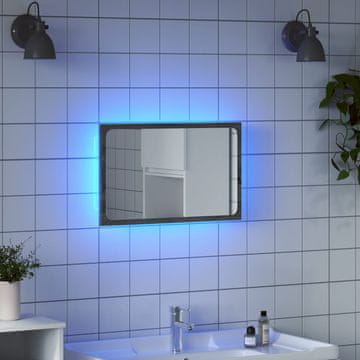 Vidaxl Kupaonsko ogledalo s LED rasvjetom, sivi hrast Sonoma, 60x8,5x38 cm
