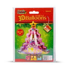 Family 3D božićni balon - aluminijska folija - božićno drvce - 58 x 83 cm