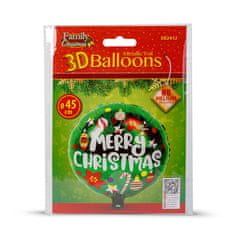 Family 3D božićni balon - aluminijska folija - Sretan Božić - 45 cm