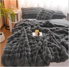 HOME & MARKER® Mekana, luksuzna, plišana deka, pokrivač od umjetnog krzna, za sofu i krevet, cozy i dekorativna | COZYGLAM, siva
