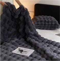 HOME & MARKER® Mekana, luksuzna, plišana deka, pokrivač od umjetnog krzna, za sofu i krevet, cozy i dekorativna | COZYGLAM, siva
