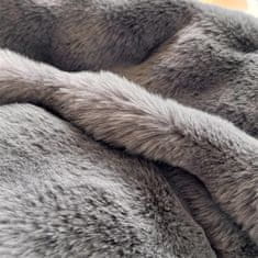 HOME & MARKER® Mekana, luksuzna, plišana deka, pokrivač od umjetnog krzna, za sofu i krevet, cozy i dekorativna | COZYGLAM, siva