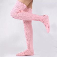 VIVVA® Ženske visoke čarape preko koljena, debele, pletene vunene čarape do bedara za zimu | SOCKLET, roza