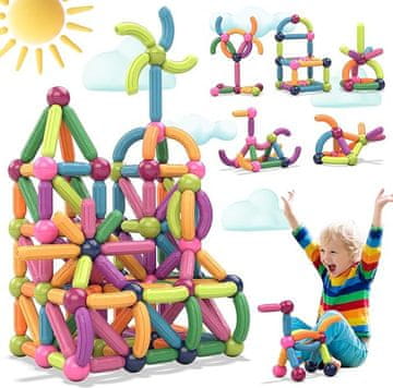 JOJOY® Set 2 kompleta magnetskih kocki za djecu 42 + 42 kom – edukativna igračka za razvoj kreativnosti | SUPERBLOCK 1+1 Gratis