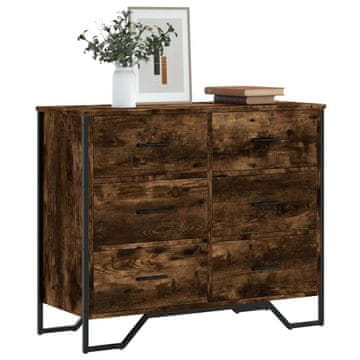 Vidaxl Komoda s ladicama, dimljeni hrast, 91x35,5x74,5 cm