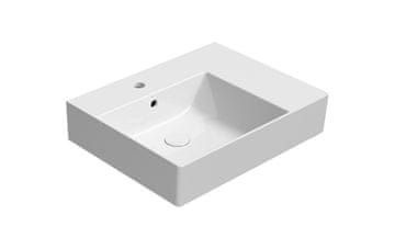 Gsi KUBE X Keramički umivaonik 60x47cm s desnim odlagac, bijela ExtraGlaze antibakterijski