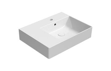 Gsi GSI KUBE X bijeli keramički umivaonik 60x47 cm s odlagalištem lijevo ExtraGlaze antibakterijski