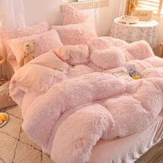 HOME & MARKER® Mekana i udobna, plišana posteljina, zimska, za bračni krevet, king size, 180x200 cm | SNUGGBED, svijetlo roza