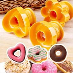 Netscroll Set od 3 kalupa za krofne i peciva, oblici srce, krug i cvijet, jednostavno oblikovanje tijesta, perivo i sigurno za hranu, DonutModels