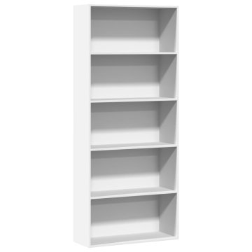Vidaxl Polica za knjige, bijela, 80x30x189 cm, materijal na bazi drva
