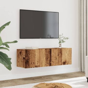 Vidaxl Zidni TV ormarići, 2 kom, Staro drvo, 100x30x30 cm