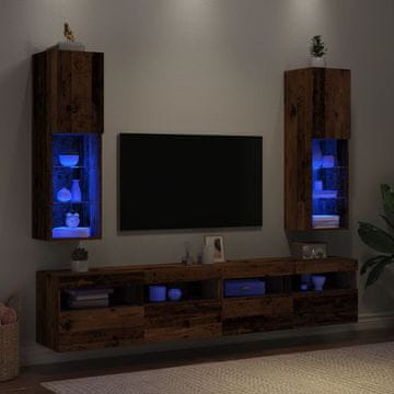 Vidaxl TV ormarići s LED rasvjetom, 2 kom., antikno drvo, 30,5 x 30 x 102 cm