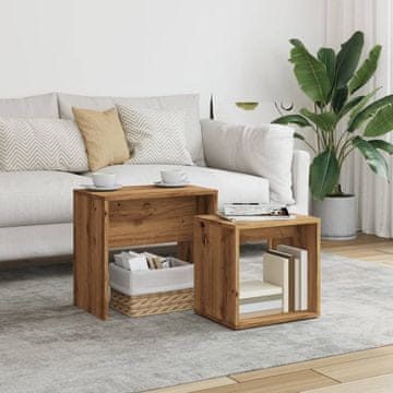 Vidaxl Složivi stolići za kavu, set od 2, Artisan hrast