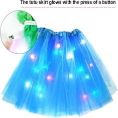 JOJOY® Adventni kalendar s božićnim narukvicama 24 dana, 22 privjesaka + LED svjetleća tutu suknja za djevojčice | ADVENTPRINCESS, plava