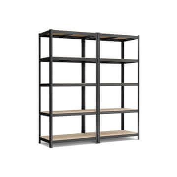 Songmics Polica za odlaganje 5 razina set od 2 50x100x200 cm crna