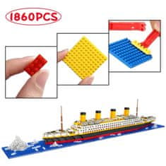 JOJOY® 3D puzzle Titanic slagalica 1860 dijelova, maketa broda od kockica za djecu i odrasle | TITANICBLOCKS