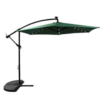 Aga Vrtni suncobran 300 cm Tamnozeleni s LED rasvjetom