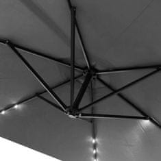 Aga Vrtni suncobran 300 cm Sivi s LED rasvjetom