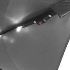 Aga Vrtni suncobran 300 cm Sivi s LED rasvjetom