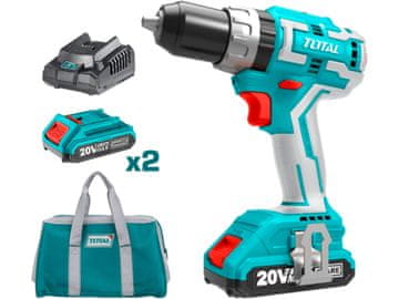 Total Bežična bušilica/odvijač TIDLI20608 Bežična bušilica/odvijač s udarnim mehanizmom, bez četkica, 2000 mAh, industrijska