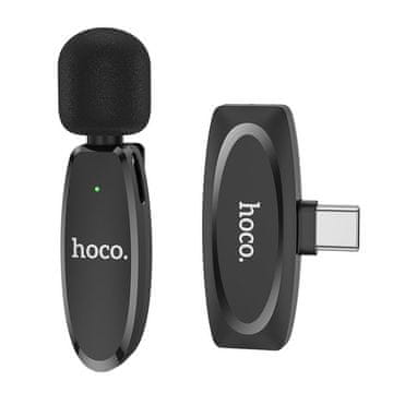 Hoco L15 bežični lavalier mikrofon USB-C, crno