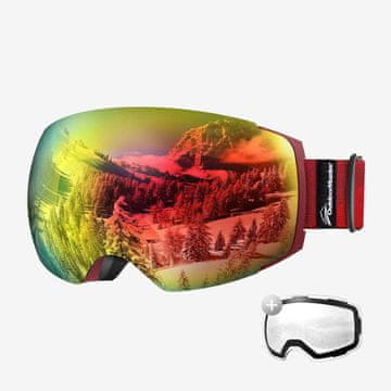Outdoor master Skijaške naočale Pro Snow + prozirna leća, crveni okvir s crvenom lećom