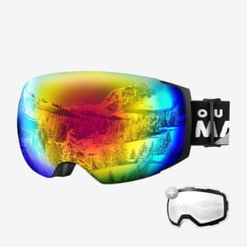 Outdoor master Skijaške naočale Pro Snow + prozirna leća, crni okvir s višebojnom lećom