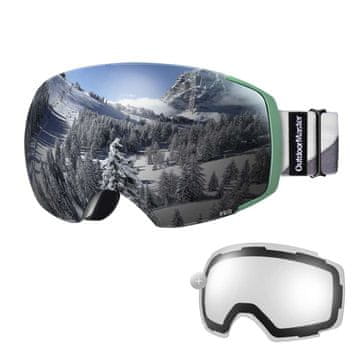 Outdoor master Skijaške naočale Pro Snow + prozirna leća, zeleni okvir sa sivom lećom