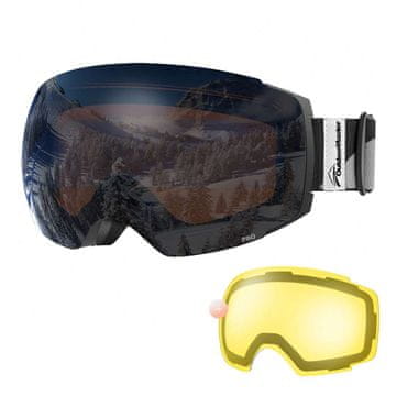 Outdoor master Skijaške naočale Pro Snow + žuta leća, crno-sivi okvir sa sivo-narančastom lećom