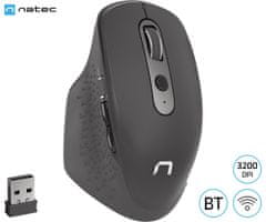 Natec Falcon bežični miš, 3200DPI, ergonomski, bočni klizač