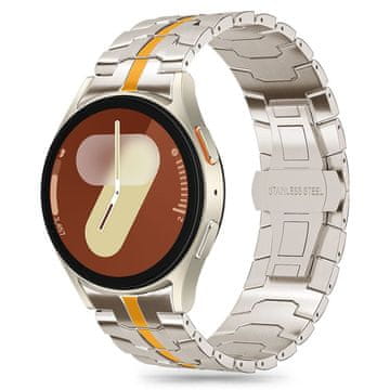 Tech-protect Stainless Line remen za Samsung Galaxy Watch 4 / 5 / 5 Pro / 6 / 7 / FE, titanium/orange