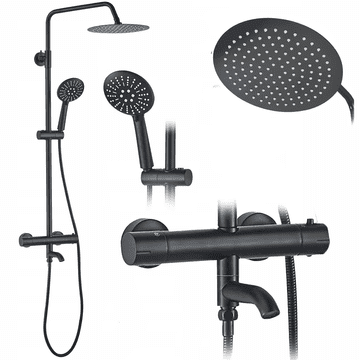 REA LUNGO SET ZA TUŠ I KADU CRNI TERMOSTAT SKU -P4113
