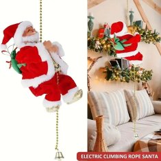 HOME & MARKER® Penjući Djed Božićnjak, na užetu, s glazbom, LED svjetlom, interaktivna božićna dekoracija | SANTACLIMB