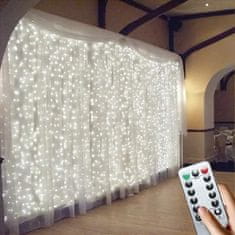 HOME & MARKER® LED zavjesa, 3x3 m, 300 lampica, USB, dekorativne božićne svjetlosne lampice | CURLIGHT, bijela