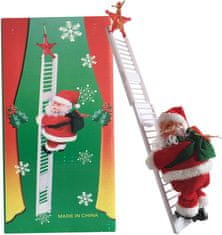 HOME & MARKER® Djed Božićnjak, na ljestvama, s glazbom, penjući i plešući, interaktivni božićni ukras | LADDERSANTA
