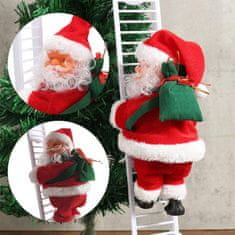 HOME & MARKER® Djed Božićnjak, na ljestvama, s glazbom, penjući i plešući, interaktivni božićni ukras | LADDERSANTA