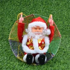 HOME & MARKER® Djed Božićnjak, s padobranom, pojoći božićni ukras, viseća dekoracija za bor i dom | SANTASWING