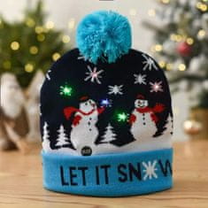VIVVA® Božićna pletena kapa, LED lampice, svjetleći uzorak snjegovića, topla kapa | XBEANIE, plava