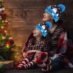 VIVVA® Božićna pletena kapa, LED lampice, svjetleći uzorak snjegovića, topla kapa | XBEANIE, plava